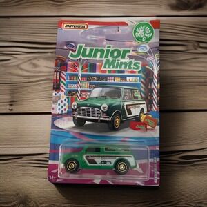 Matchbox Junior Mints Austin‎ Mini Van Diecast Toy Car Green White
